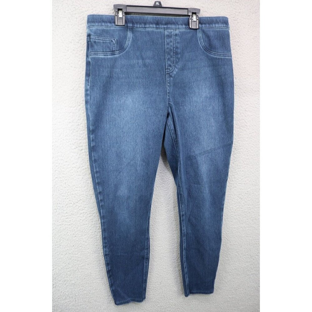 Spanx Pull On High Rise Tapered Stretch Denim Jeans-Size XL